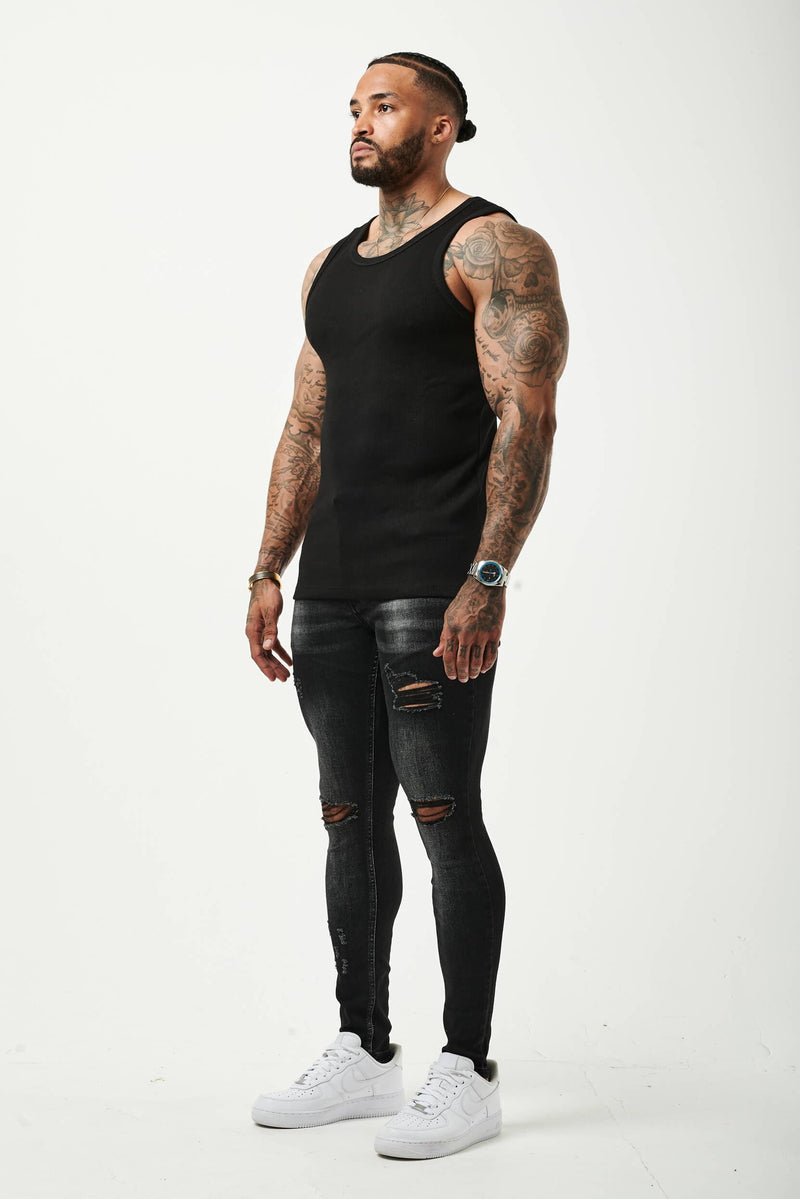 RIBBED VEST - BLACK