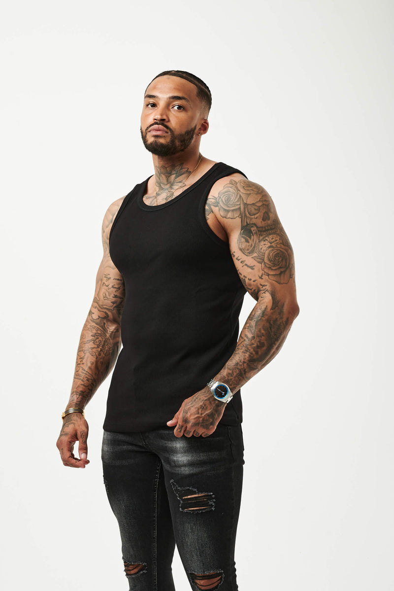 RIBBED VEST - BLACK