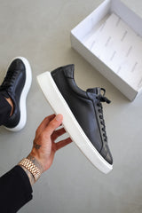 LEATHER TRAINER - BLACK