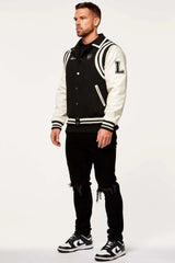 VARSITY JACKET - BLACK AND CREAM