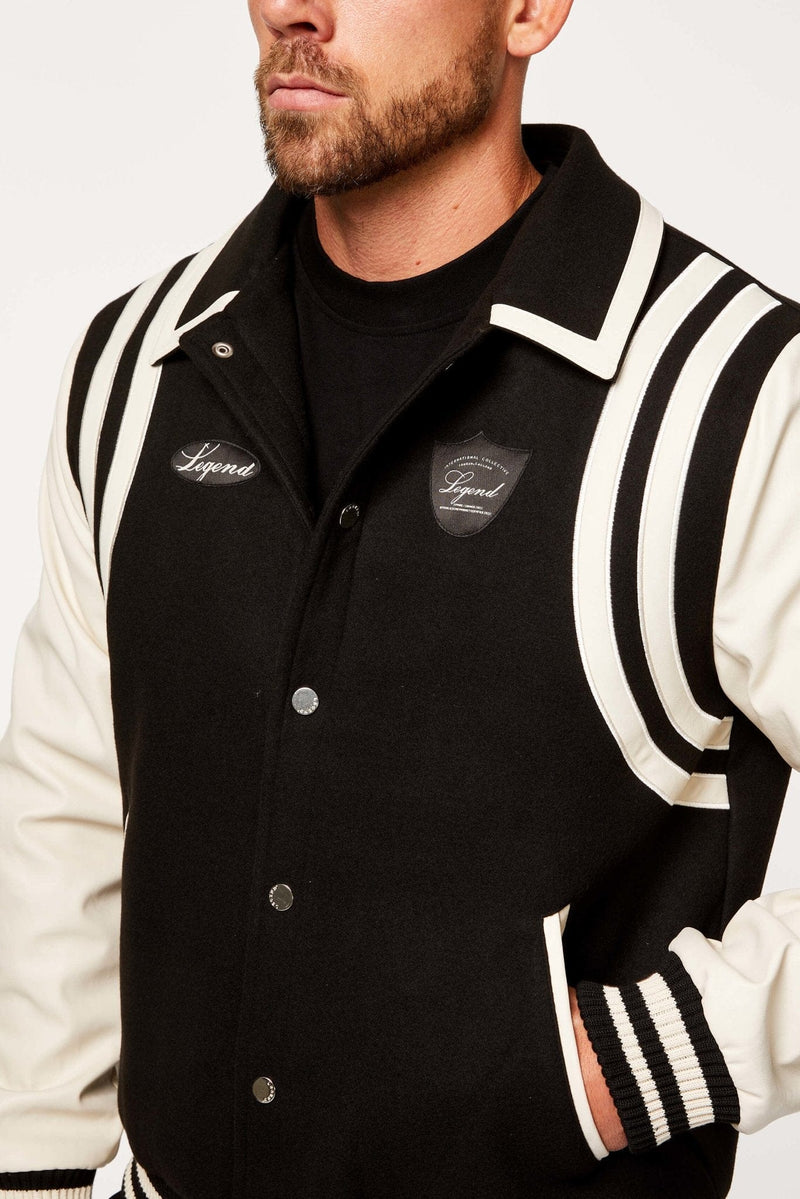 VARSITY JACKET - BLACK AND CREAM