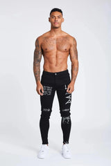 SKINNY FIT JEANS - GRAFFITI BLACK