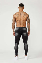 PREMIUM SKINNY FIT JEANS RIPPED & REPAIRED - GREY WASHED