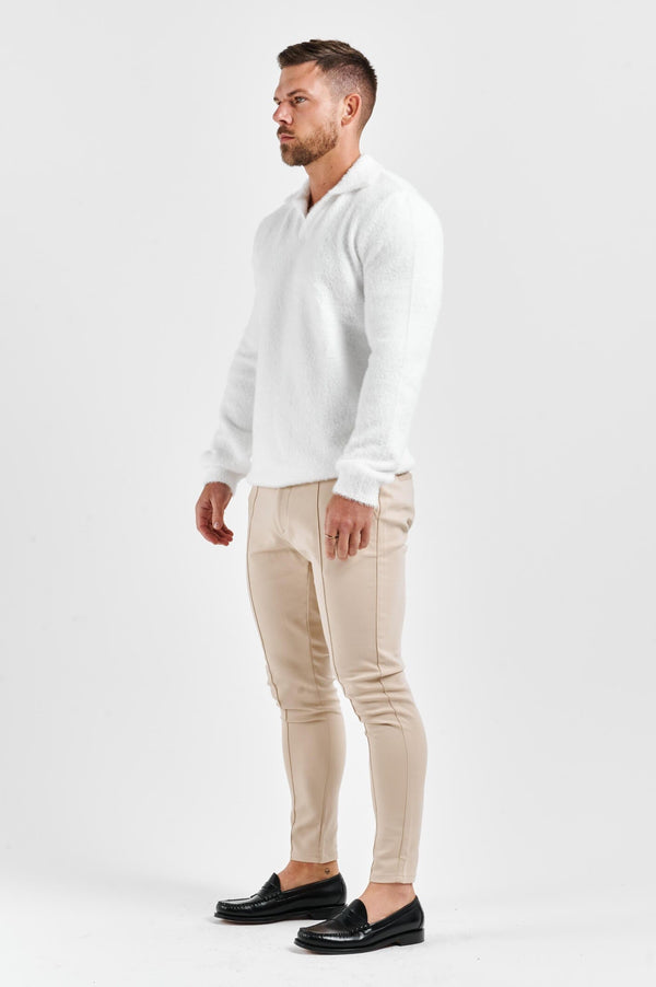 BRUSHED POLO - CREAM