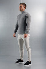 KNIT QUARTER ZIP SWEATER - GREY