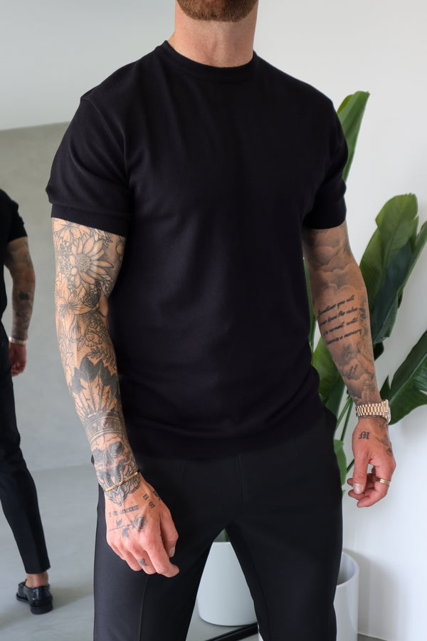 KNIT T-SHIRT - BLACK