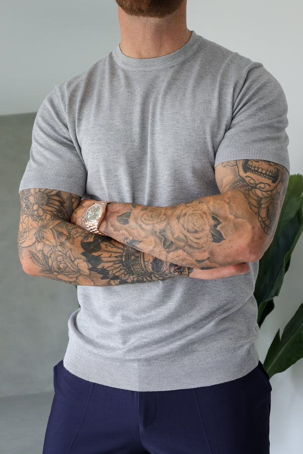 KNIT T-SHIRT - GREY