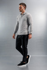 KNITTED POLO LONG SLEEVE - GREY