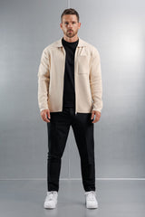 KNITTED ZIP CARDIGAN - CREME