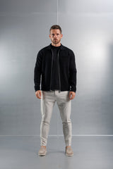 KNITTED ZIP UP CARDIGAN - BLACK