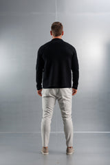 KNITTED ZIP UP CARDIGAN - BLACK