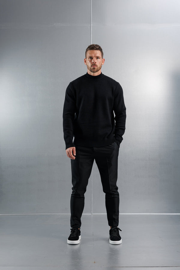 MOCK NECK SWEATER - BLACK