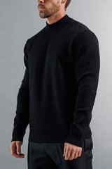 MOCK NECK SWEATER - BLACK