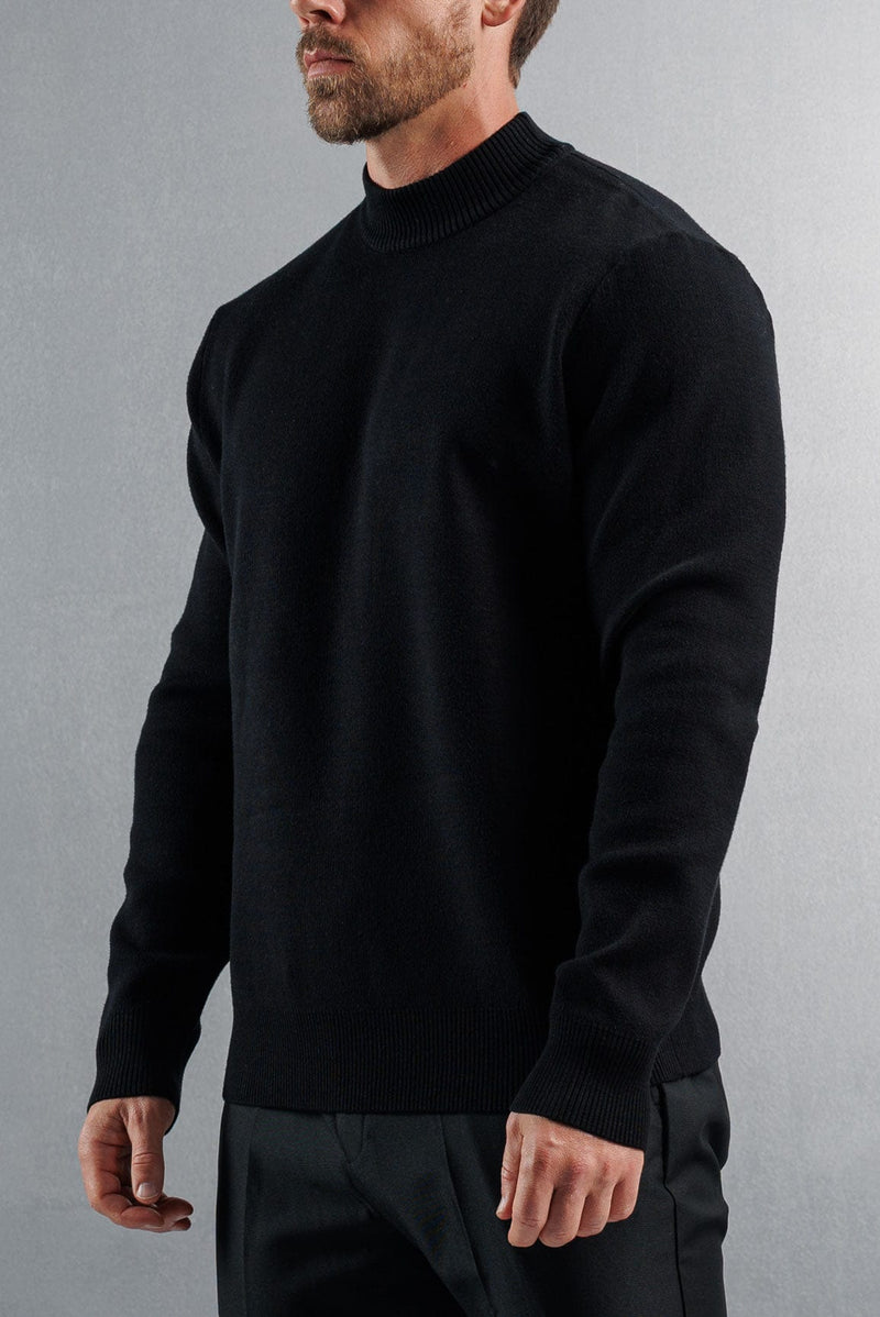 MOCK NECK SWEATER - BLACK