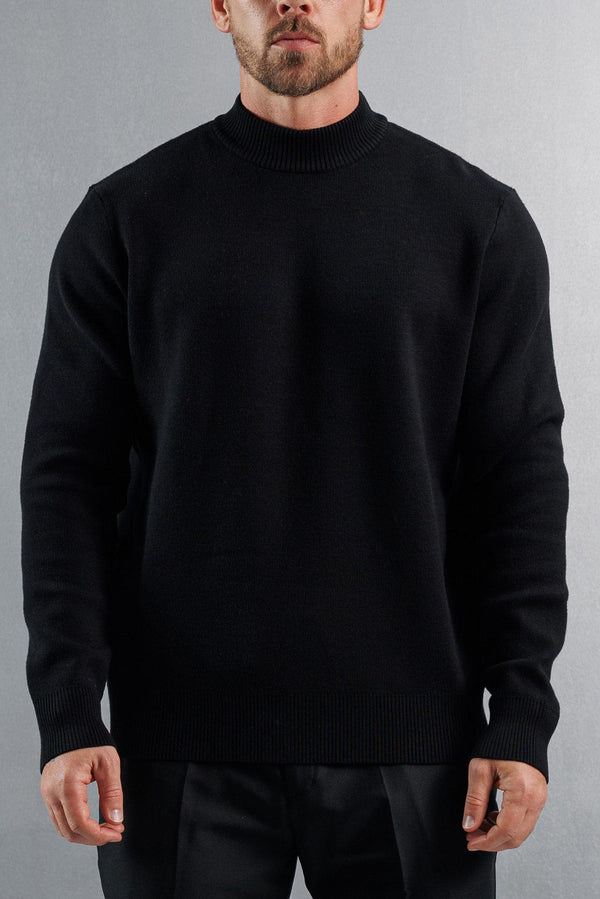 MOCK NECK SWEATER - BLACK