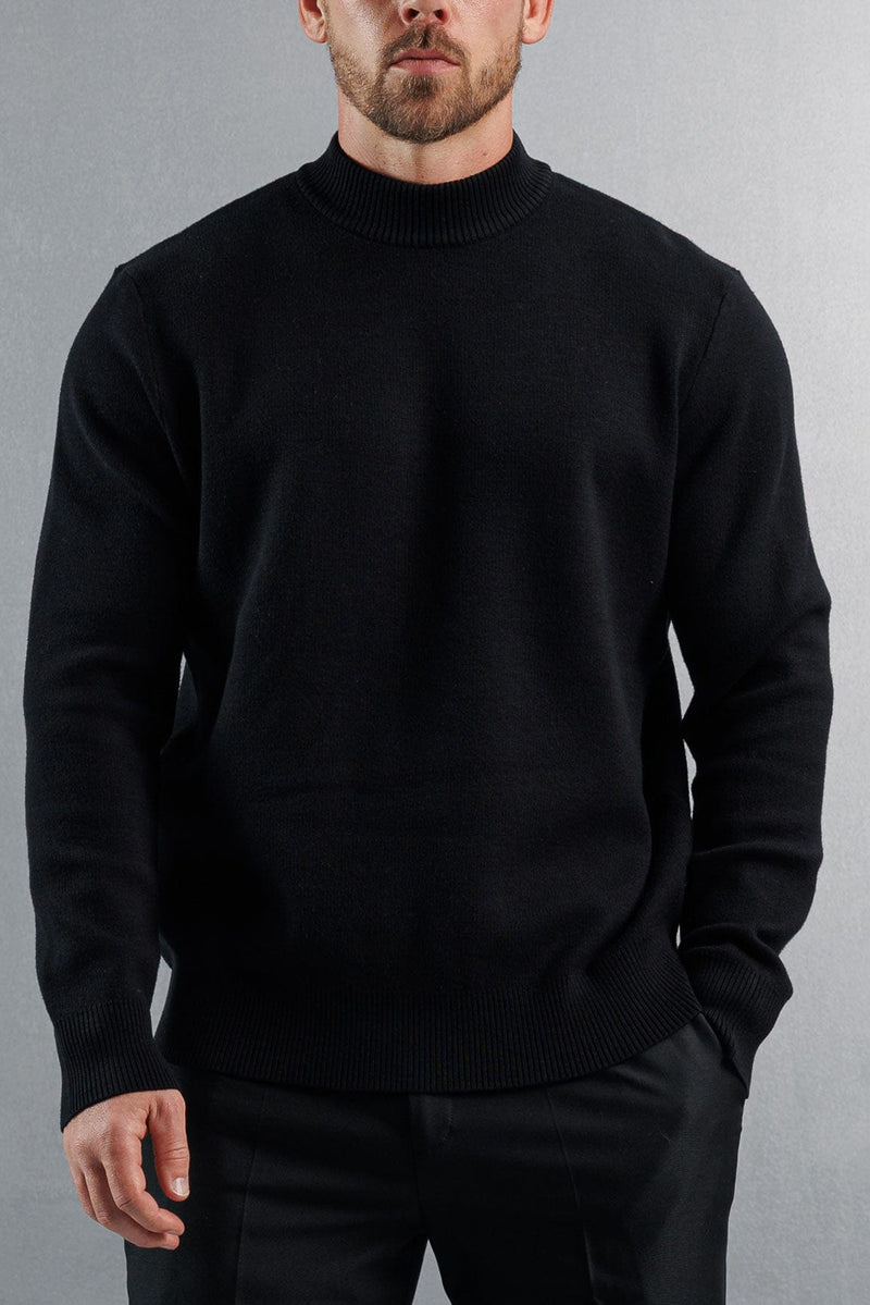 MOCK NECK SWEATER - BLACK