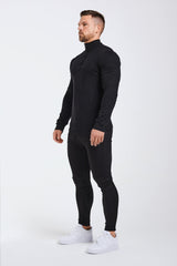 KNIT QUARTER ZIP SWEATER - BLACK