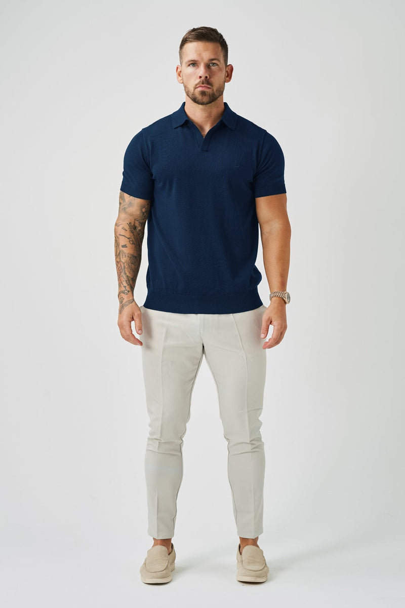 OPEN COLLAR POLO - NAVY