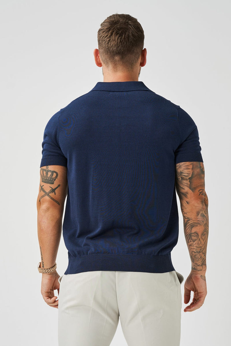 OPEN COLLAR POLO - NAVY
