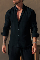 LINEN SHIRT - BLACK
