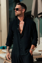 LINEN SHIRT - BLACK