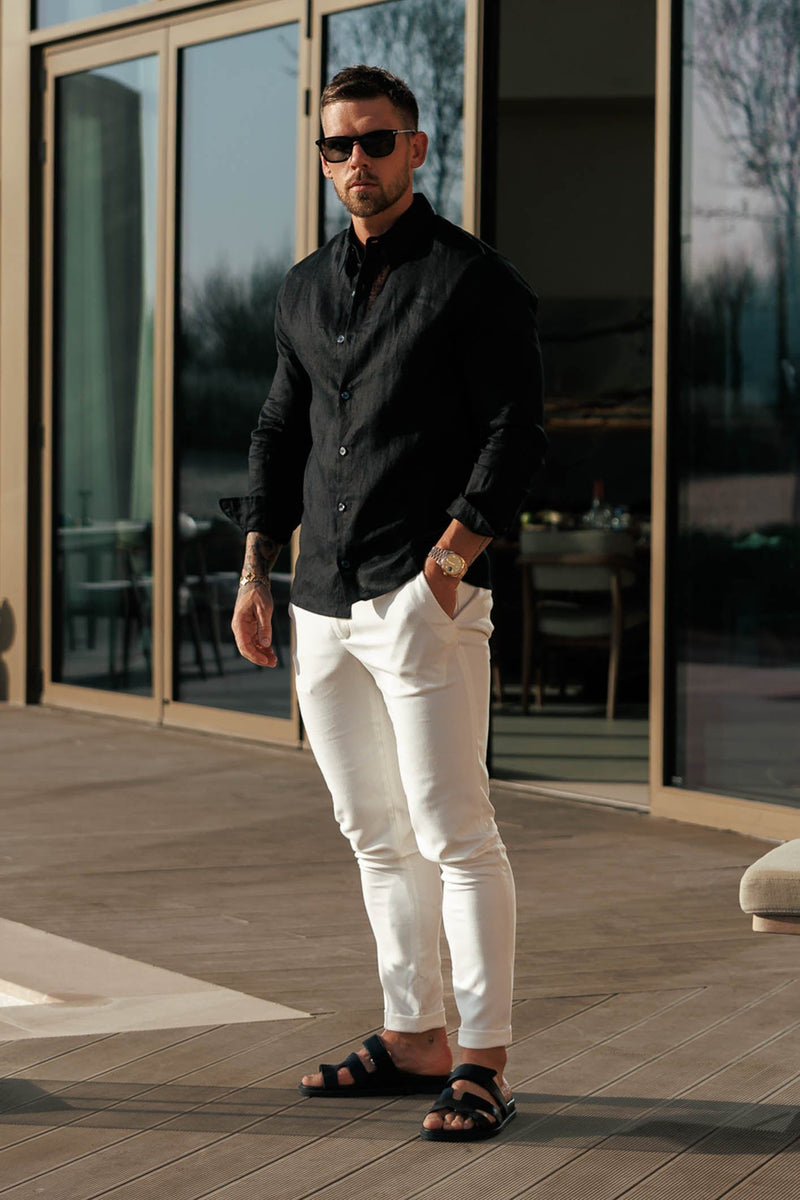 LUXE LINEN SHIRT - BLACK