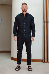 LUXE LINEN SHIRT - BLACK