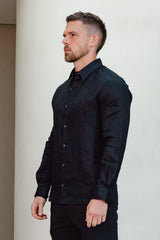 LUXE LINEN SHIRT - BLACK