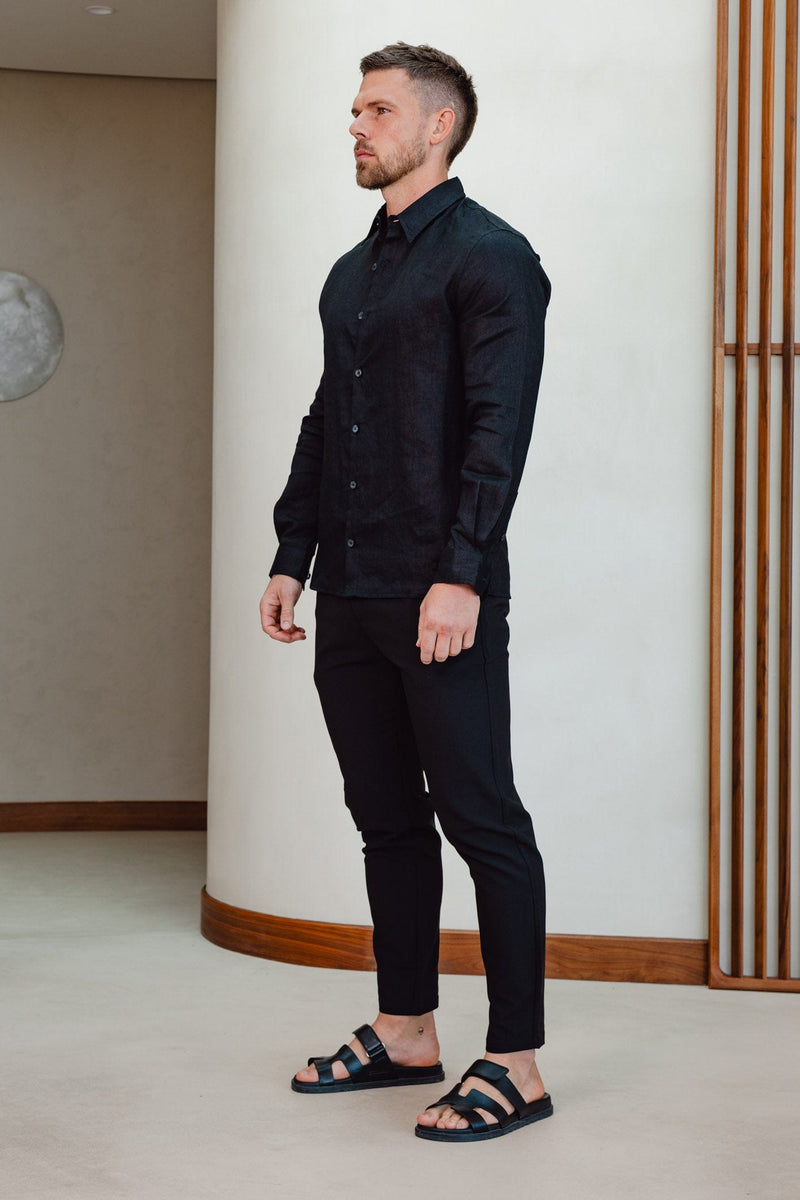 LUXE LINEN SHIRT - BLACK