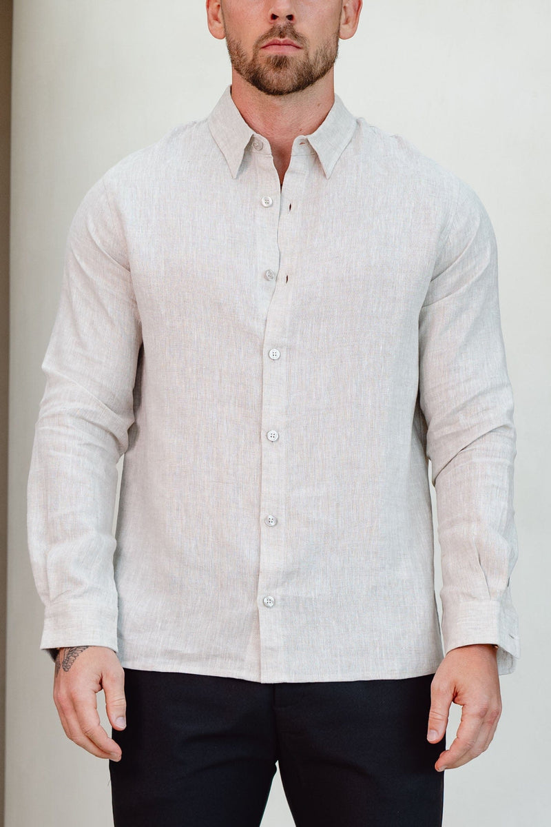 LUXE LINEN SHIRT - TAUPE