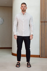LUXE LINEN SHIRT - TAUPE