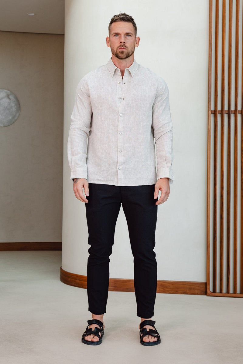 LUXE LINEN SHIRT - TAUPE