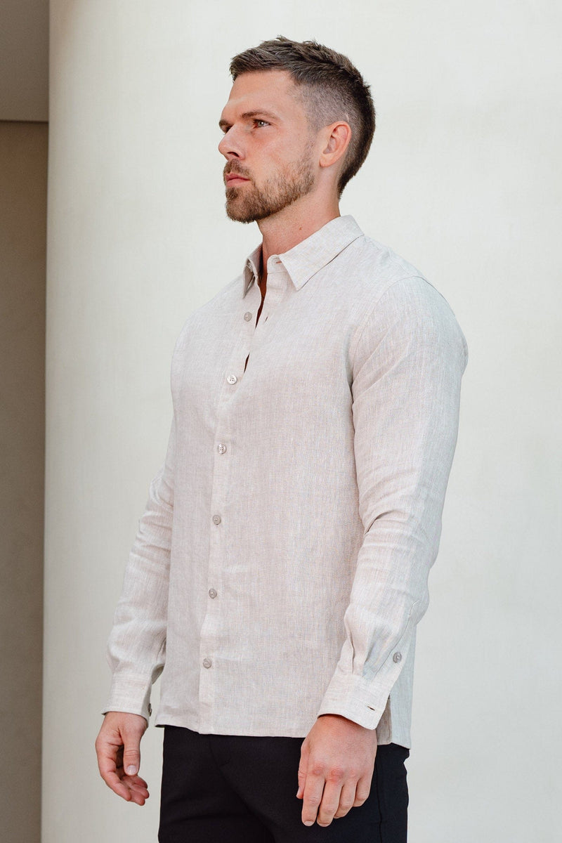 LUXE LINEN SHIRT - TAUPE