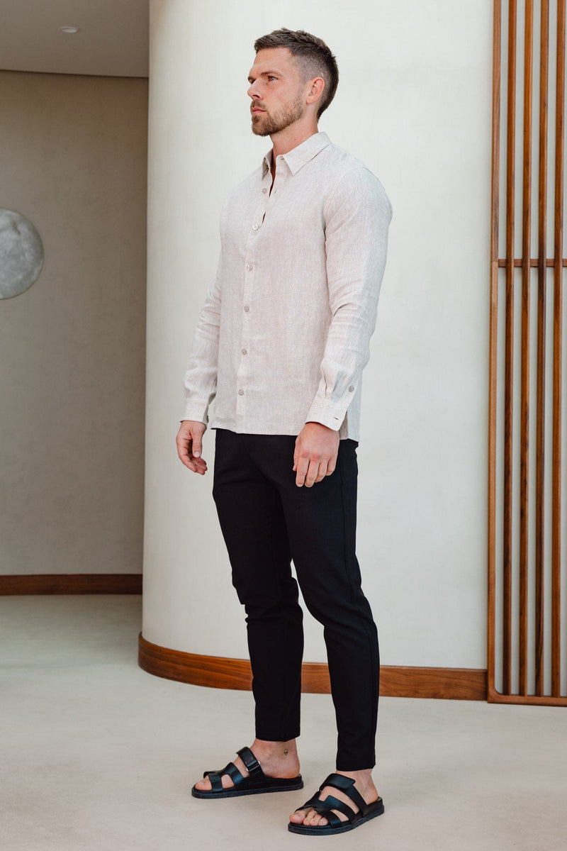 LUXE LINEN SHIRT - TAUPE