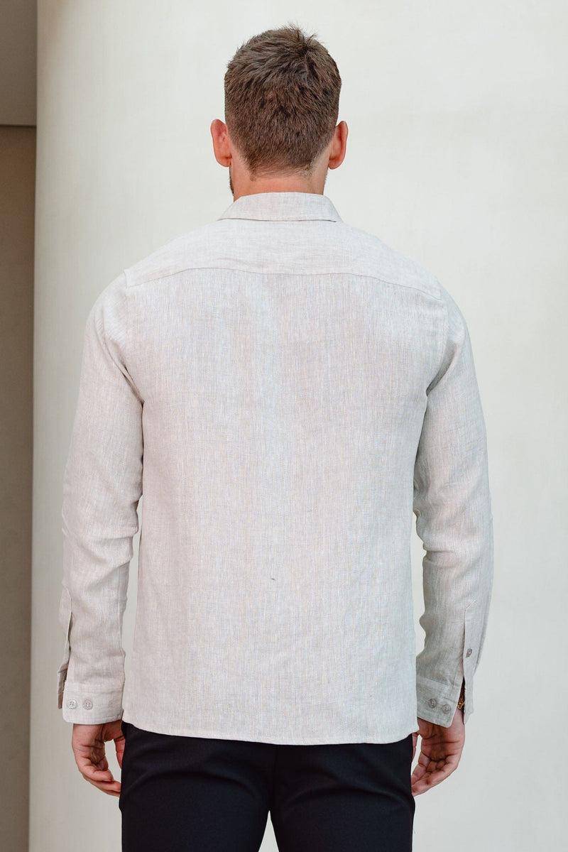 LUXE LINEN SHIRT - TAUPE