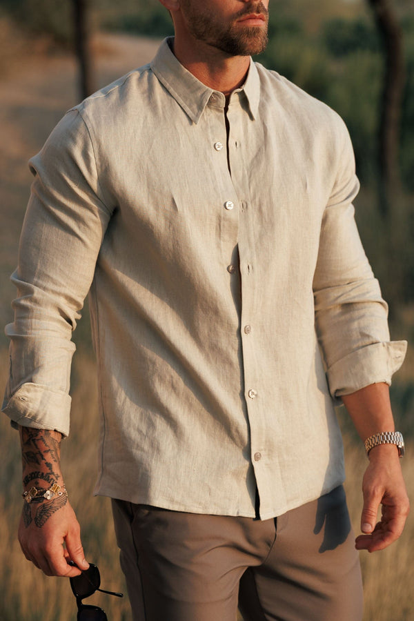 LUXE LINEN SHIRT - TAUPE