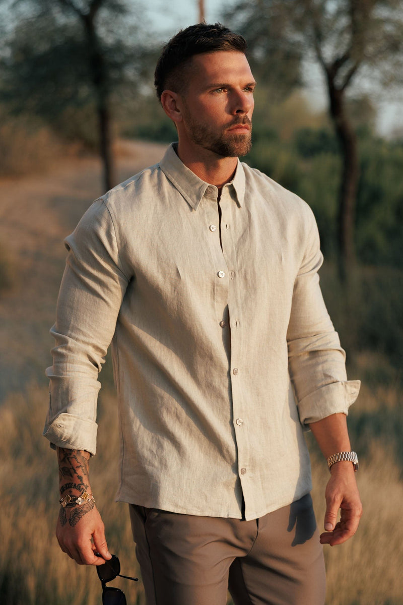 LUXE LINEN SHIRT - TAUPE