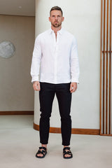LUXE LINEN SHIRT - WHITE