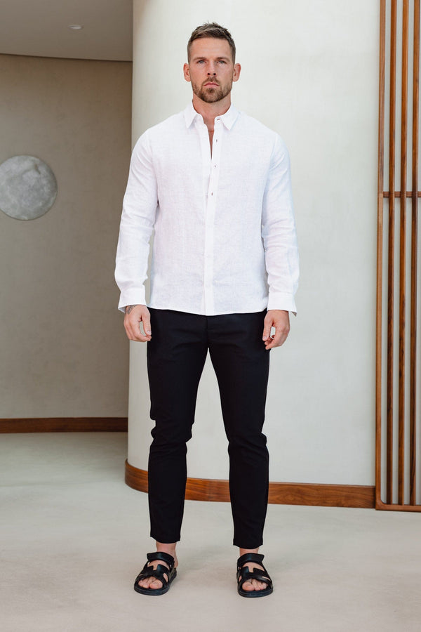 LUXE LINEN SHIRT - WHITE