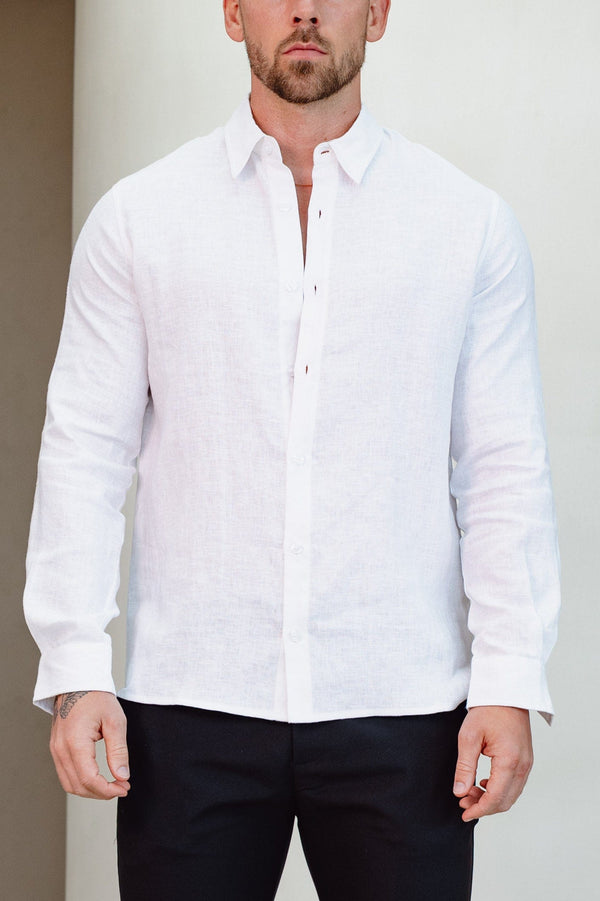 LUXE LINEN SHIRT - WHITE