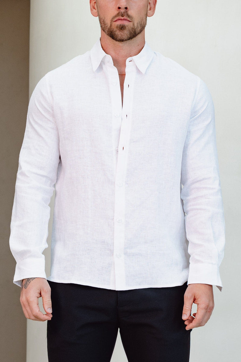 LUXE LINEN SHIRT - WHITE