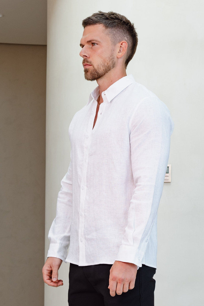 LUXE LINEN SHIRT - WHITE