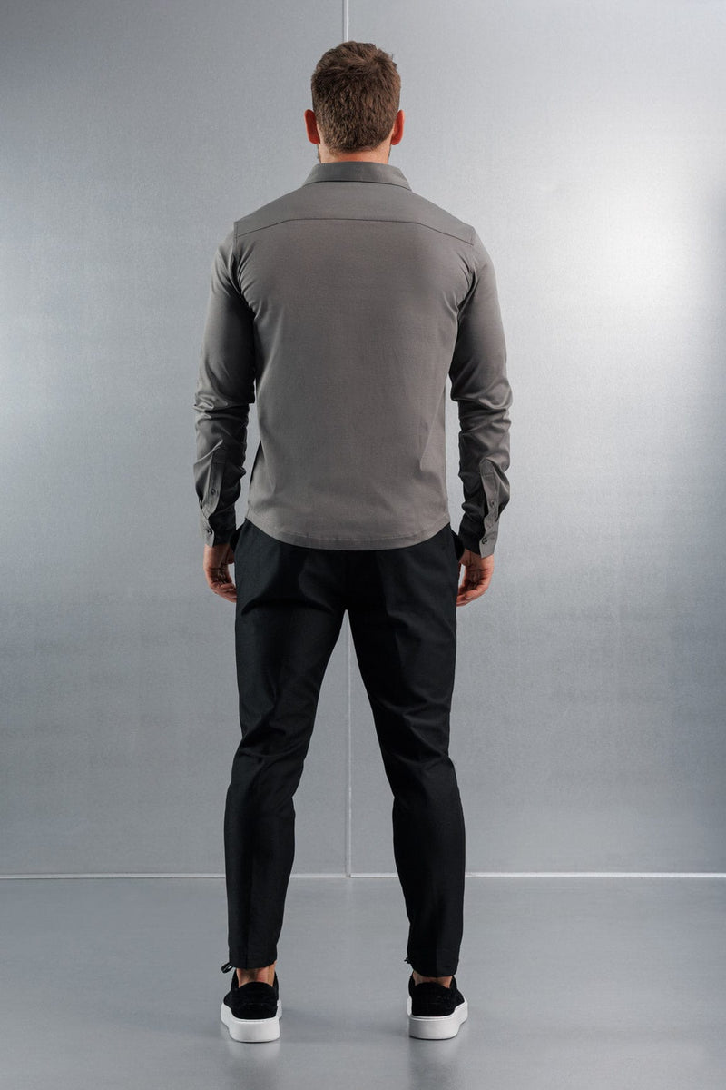 LUXE MERCERISED DRESS SHIRT - DARK GREY
