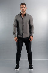 LUXE MERCERISED DRESS SHIRT - DARK GREY