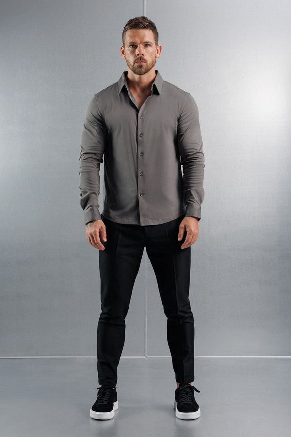 LUXE MERCERISED DRESS SHIRT - DARK GREY
