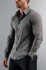 LUXE MERCERISED DRESS SHIRT - DARK GREY