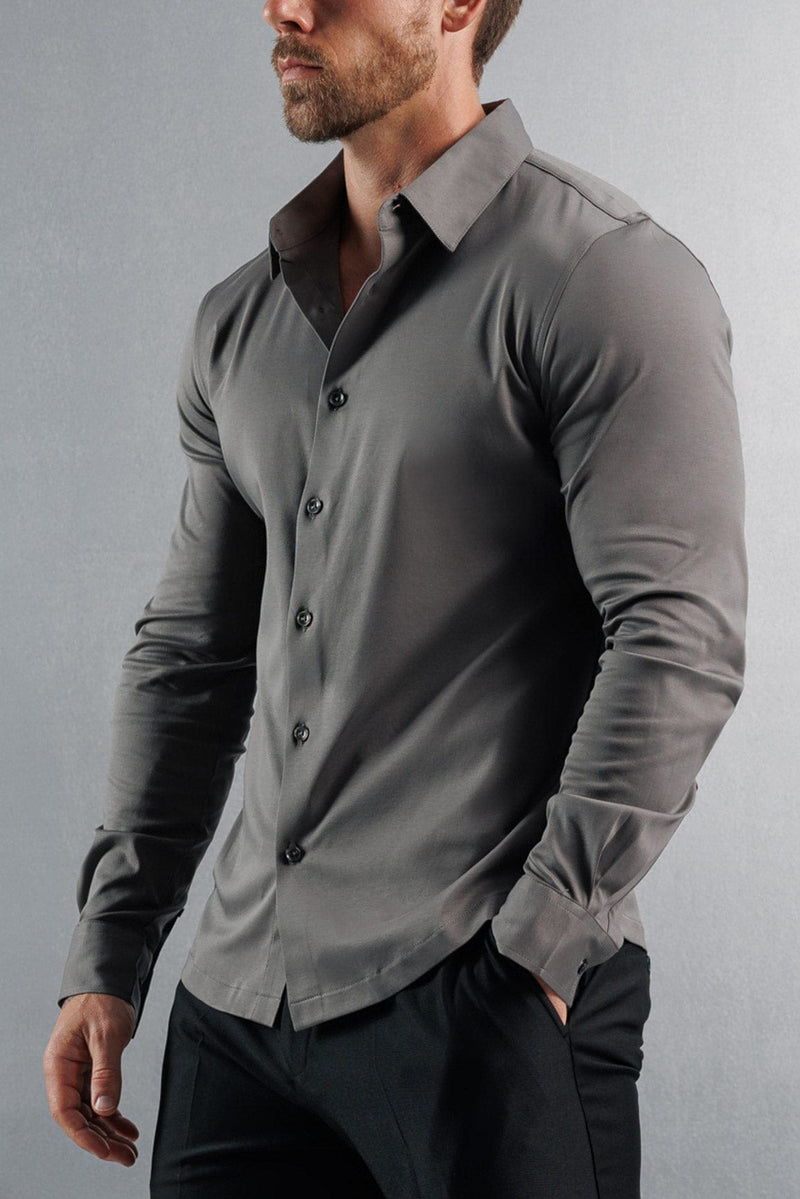 LUXE MERCERISED DRESS SHIRT - DARK GREY