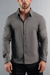 LUXE MERCERISED DRESS SHIRT - DARK GREY