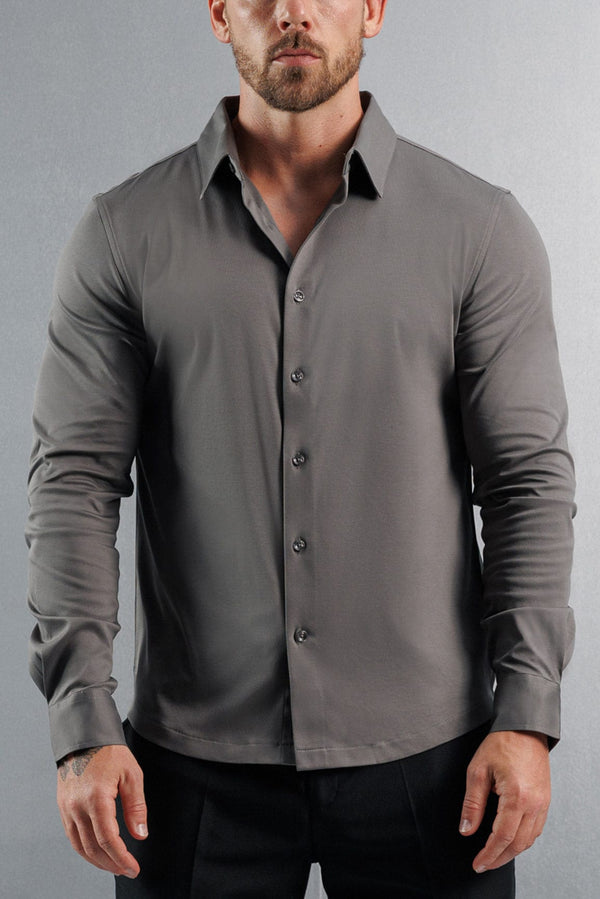 LUXE MERCERISED DRESS SHIRT - DARK GREY