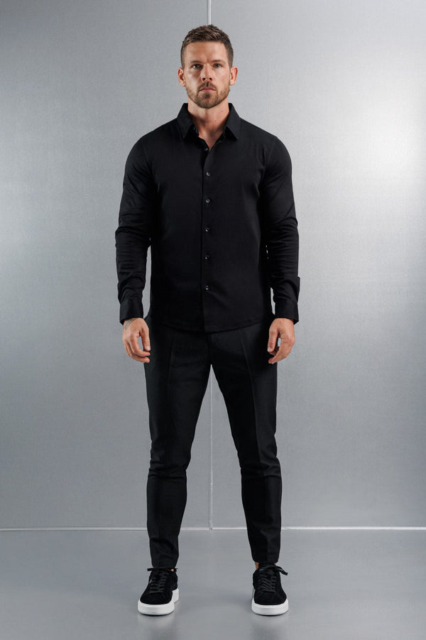 LUXE MERCERISED DRESS SHIRT - BLACK